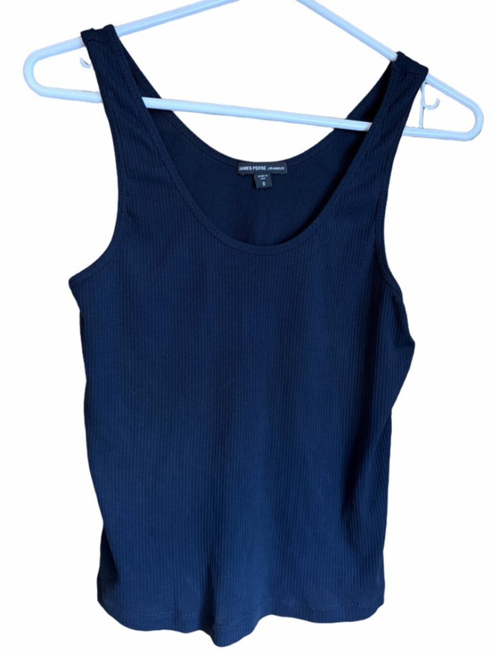 James Perse Los Angeles The Daily Tank Navy Ribbed Scoop Neck Size 0 XS